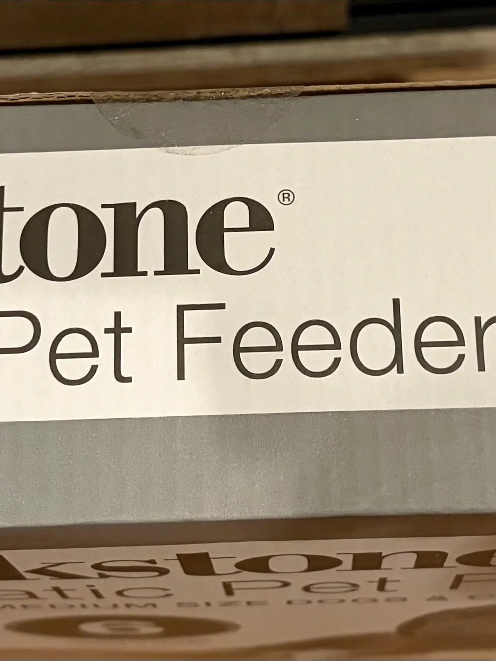 Brookstone Automatic Pet Feeder in Beige and Dark Brown